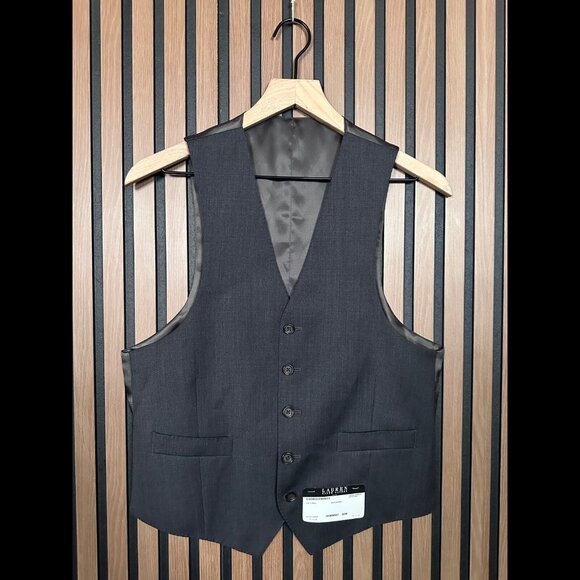 New Lauren Ralph Lauren Vest 36 Short Gray Blacl Colorblock 5 Button 100% Wool - Picture 1 of 5